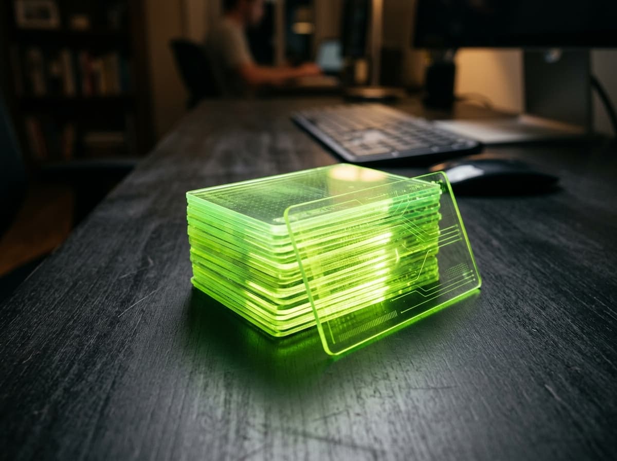 Smartphone posé sur une table, interface de réglages réseau visible, lumière froide